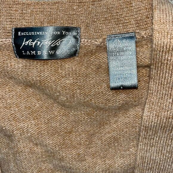 LORD & TAYLOR Cardigan Lambs Wool Brown/Cream Sweater Top Size L - Picture 3 of 12